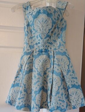 Topshop Blue Dress with Cream Lace Motif - Girls' Formal Dress